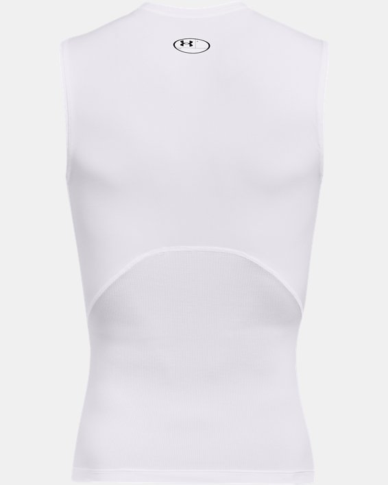 Men's HeatGear® Armour Sleeveless, White, pdpMainDesktop image number 4